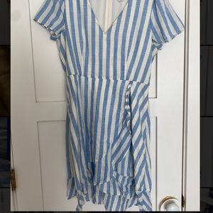 Blue and white striped dress.